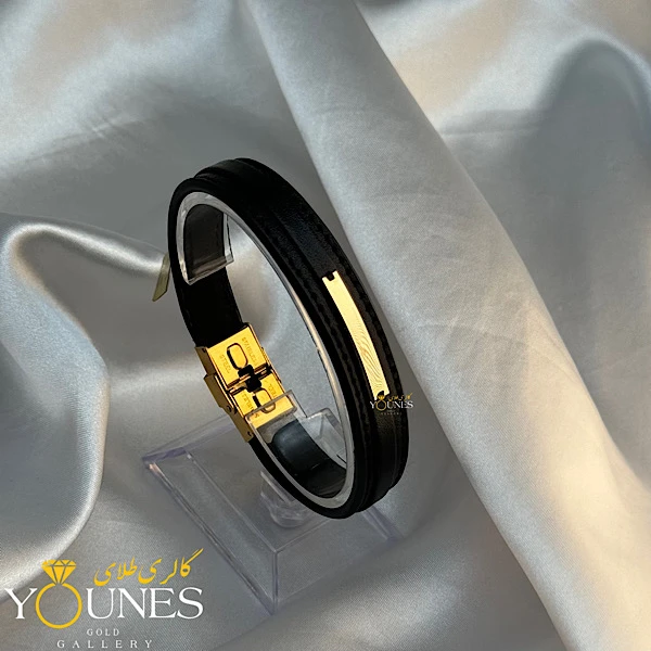 دستبند چرم مردانه طلا L103